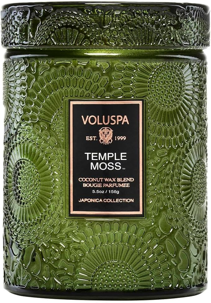 Amazon.com: Voluspa Temple Moss Glass Jar Candle, 5.5oz, Coconut Wax Blend, Scented Candles for H... | Amazon (US)