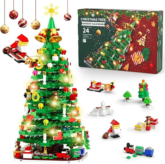 Advent Calendar 2024 Christmas Tree Building Blocks Kit, 24 Boxes Christmas Vacation Countdown Ca... | Amazon (US)