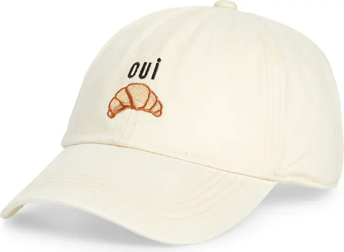 Oui Croissant Embroidered Cotton Baseball Cap | Nordstrom Rack