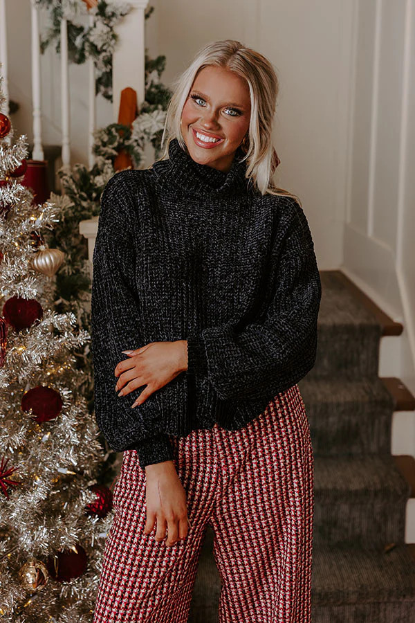 Fall Leaves Chenille Sweater In Black | Impressions Online Boutique