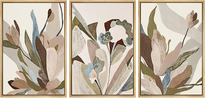 SIGNWIN Framed Canvas Print Wall Art Set Botanical Abstract Earthy Neutral Floral Illustrations M... | Amazon (US)