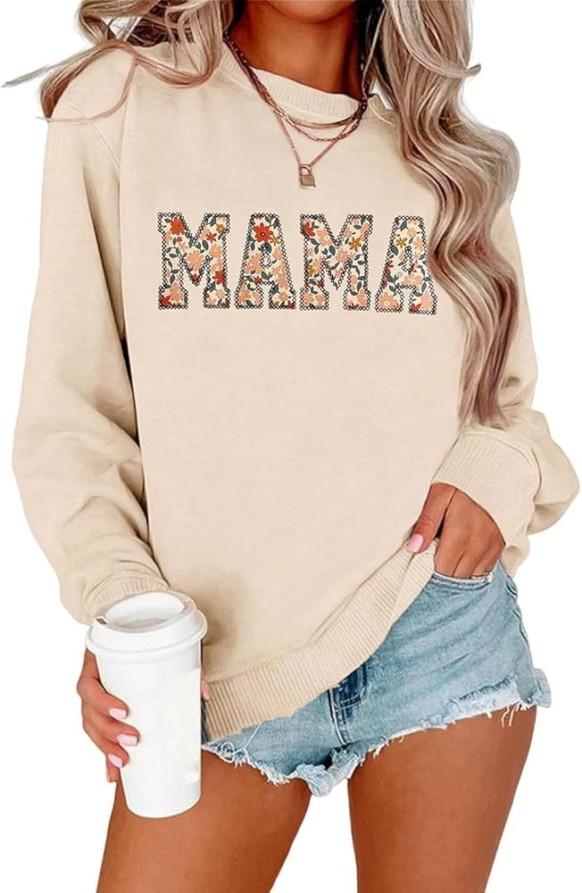 Fuyxxmer Mama Sweatshirt Women Mama Graphic Crewneck Sweatshirts Mom Gift Shirts Casual Long Slee... | Amazon (CA)