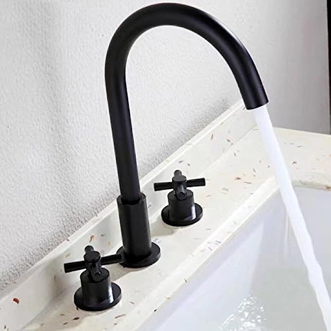 Homili Modern Bathroom Sink Faucet Widespread Double Handle Basin Filler Tap Matte Black | Amazon (US)