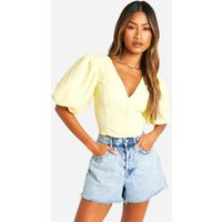 Womens Puff Sleeve Corset - Yellow - 6 | boohoo (US & Canada)