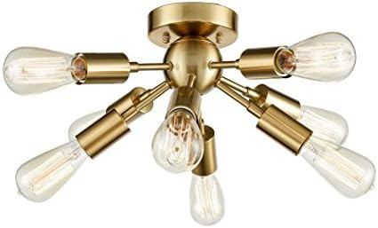 CLAXY Ecopower Antique Brass Sputnik Chandelier with 8 Socket Flush Mount Ceiling Light | Amazon (US)