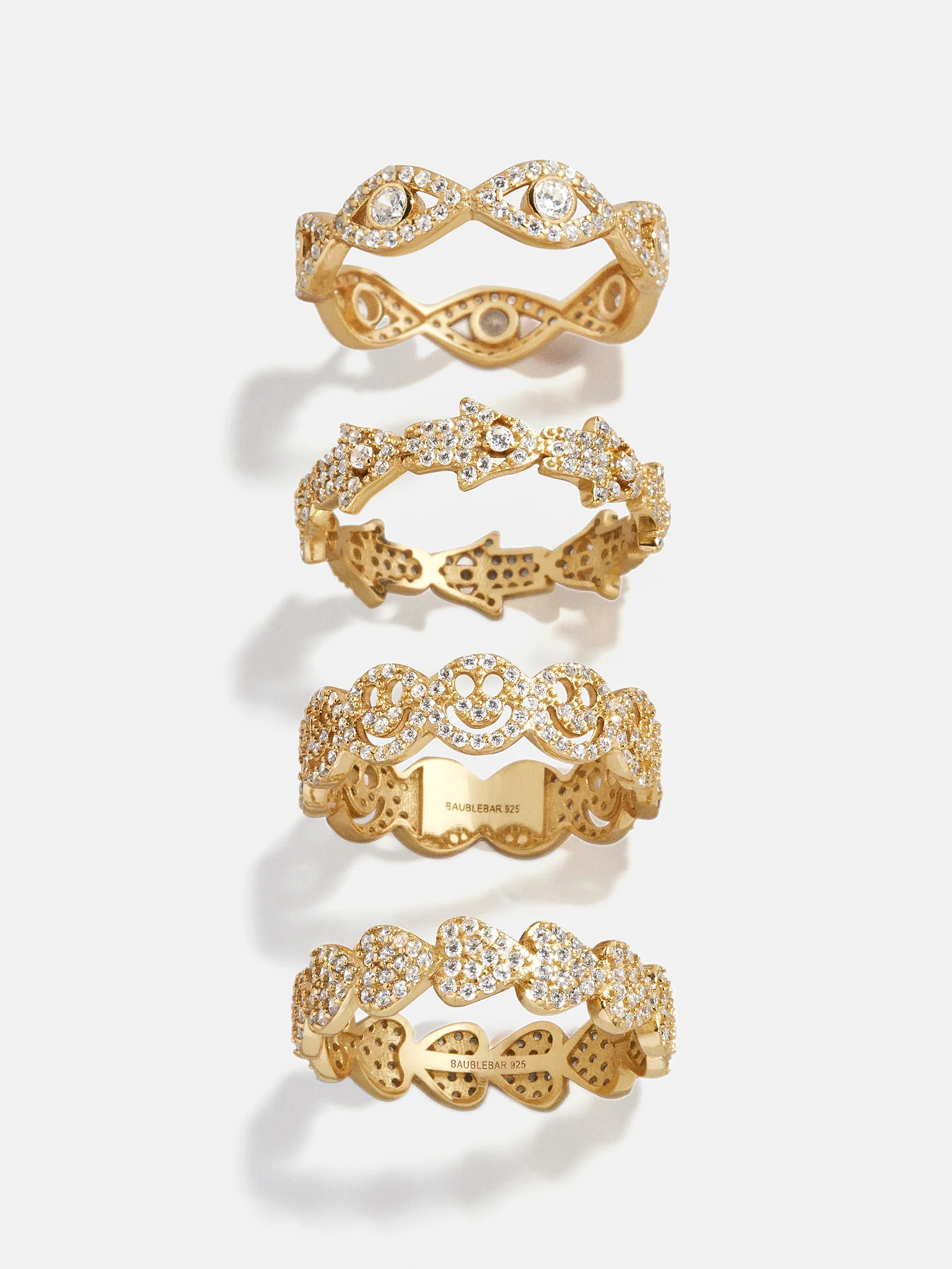 18K Gold Smiley Pavé Ring - Smiley Face | BaubleBar