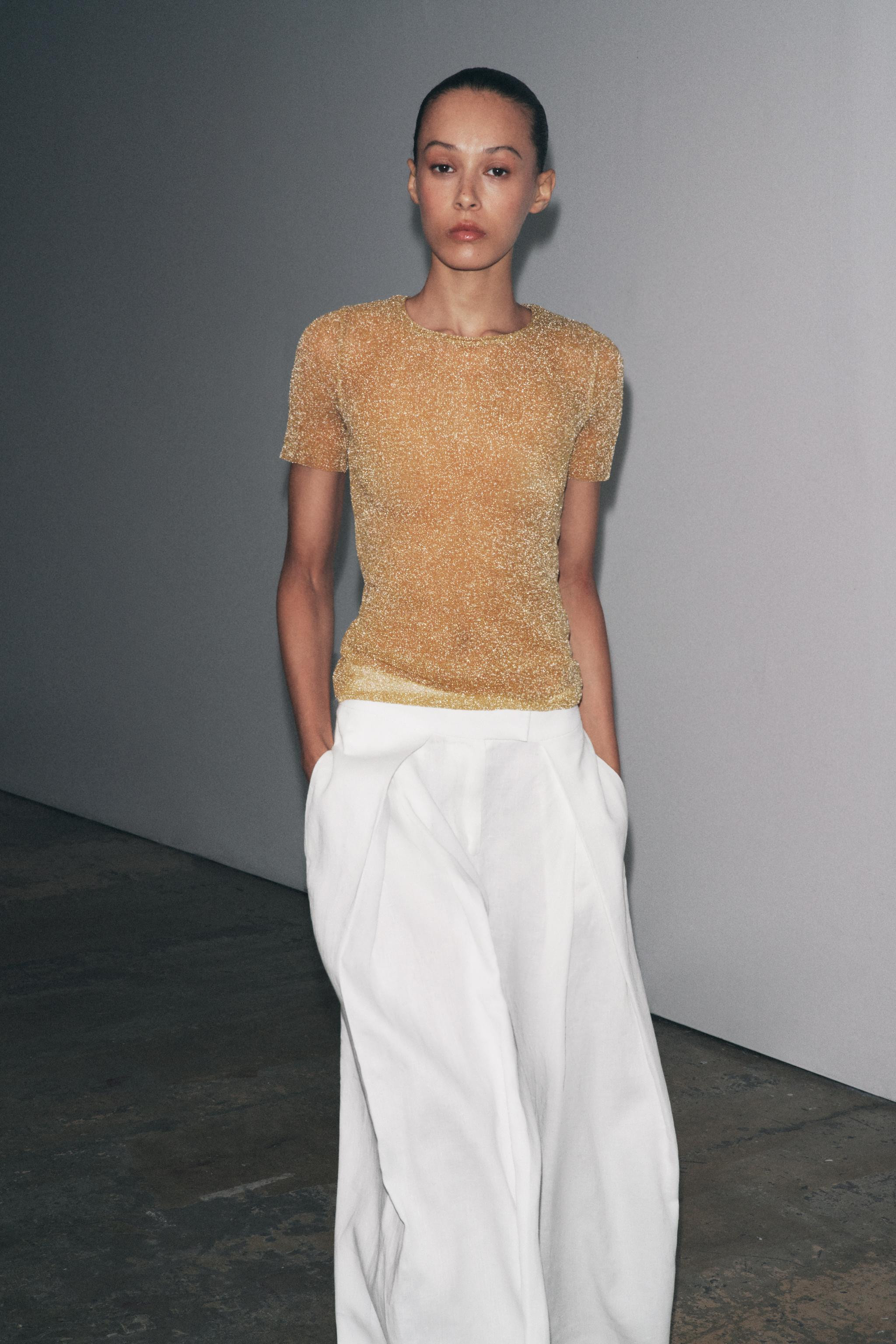 METALLIC SHORT SLEEVE T-SHIRT | Zara US