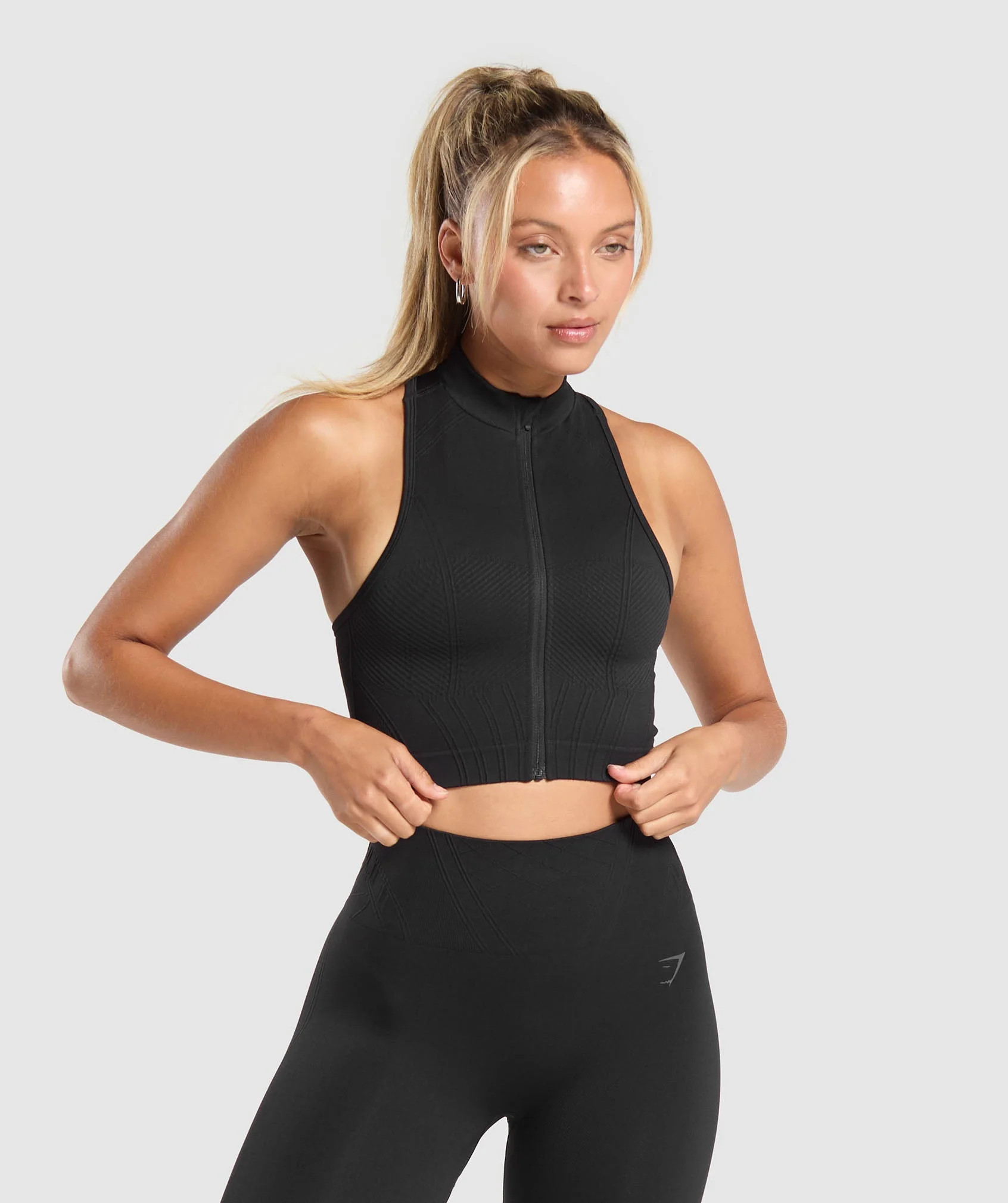 Gymshark Corset Seamless Crop Tank - Black | Gymshark US