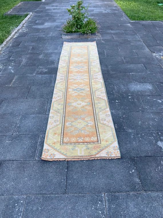 Turkish Runner Rug, Orange Runner Rug, Hallway Runner Rug, Kitchen Rug, Vintage Runner Rug, Turki... | Etsy (US)