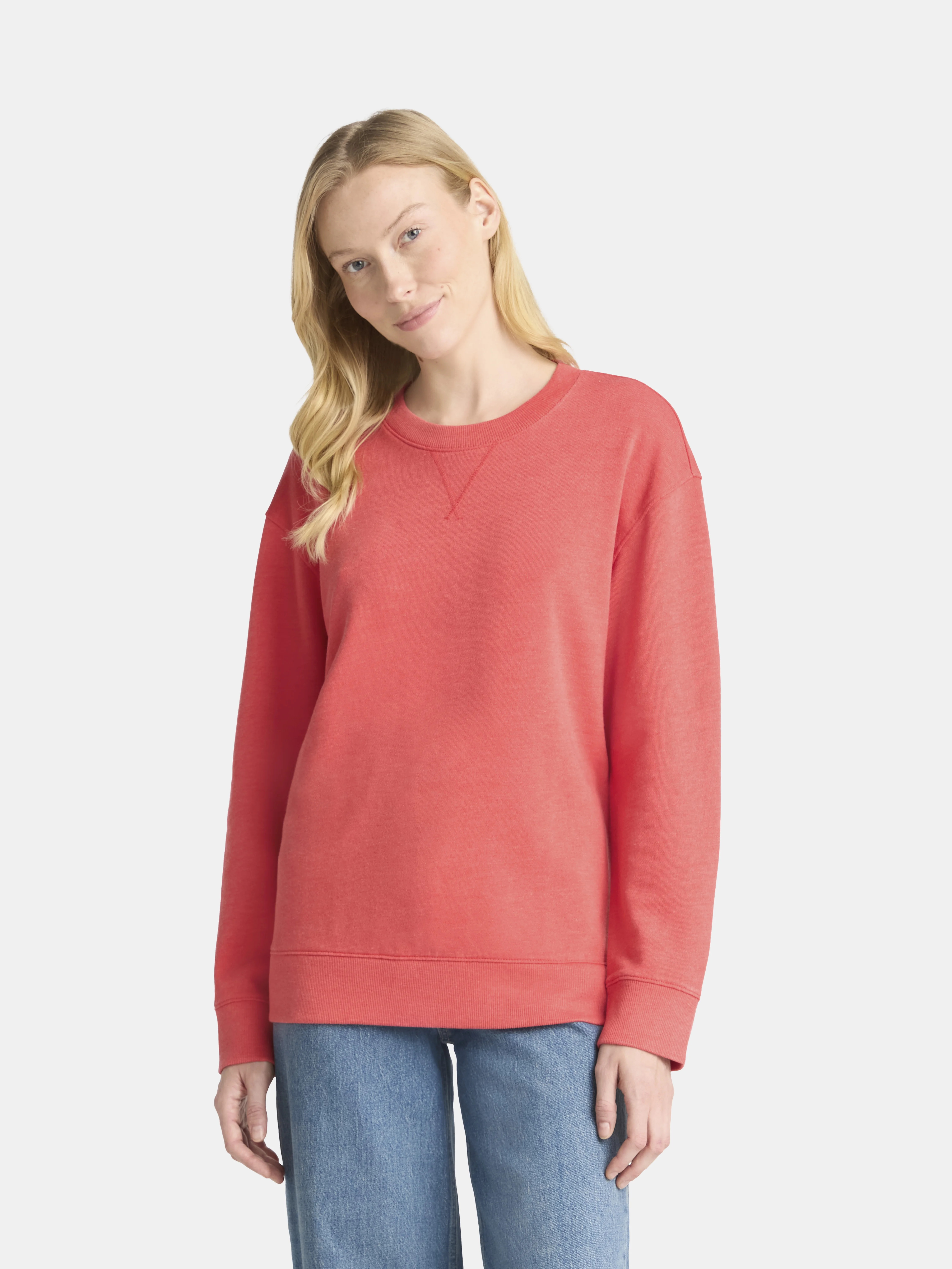 Time and Tru Women's Crewneck Sweatshirt with Long Sleeves, Sizes XS-4X | Walmart (US)