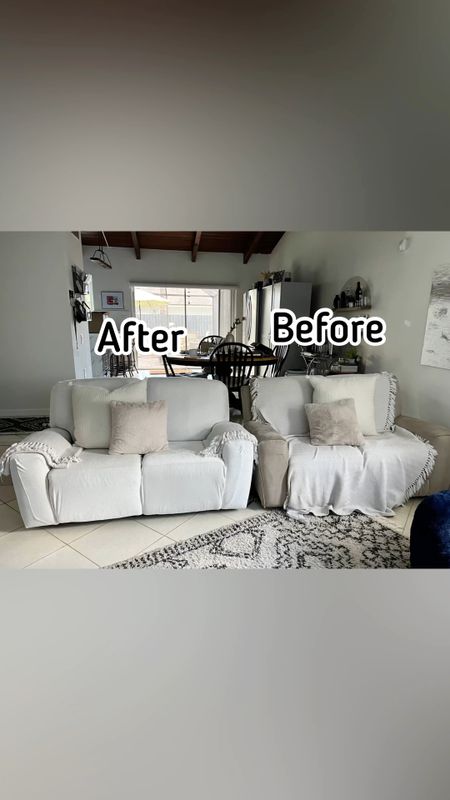 Before & After with recliner chair slipcovers! What a difference! What to do on a budget! #amazonfind #slipcover #sofacover #familyroom #livingroom #onabudget

#LTKfamily #LTKunder100 #LTKhome