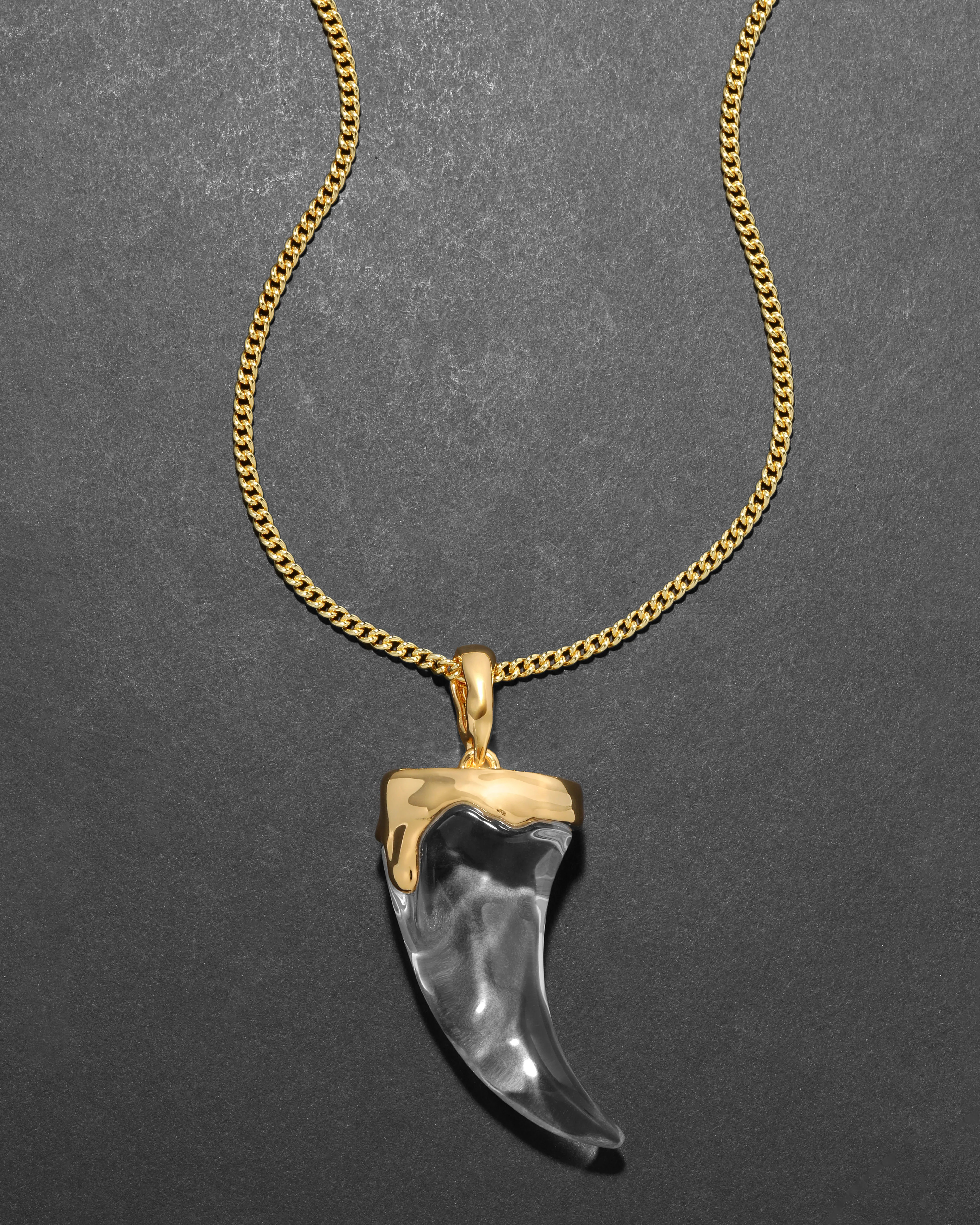 Liquid Clear Lucite Horn Pendant Necklace | Long Pendant Necklace | Alexis Bittar