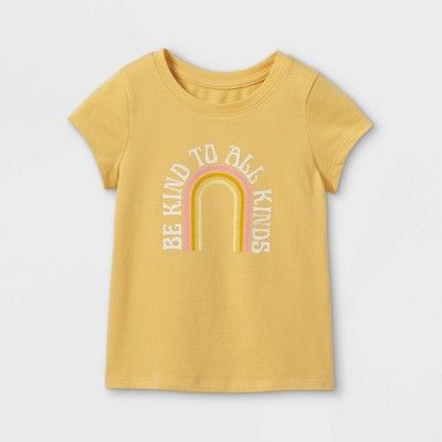 Toddler Girls' 'Be Kind' Rainbow Graphic T-Shirt - Cat & Jack™ Light Yellow | Target