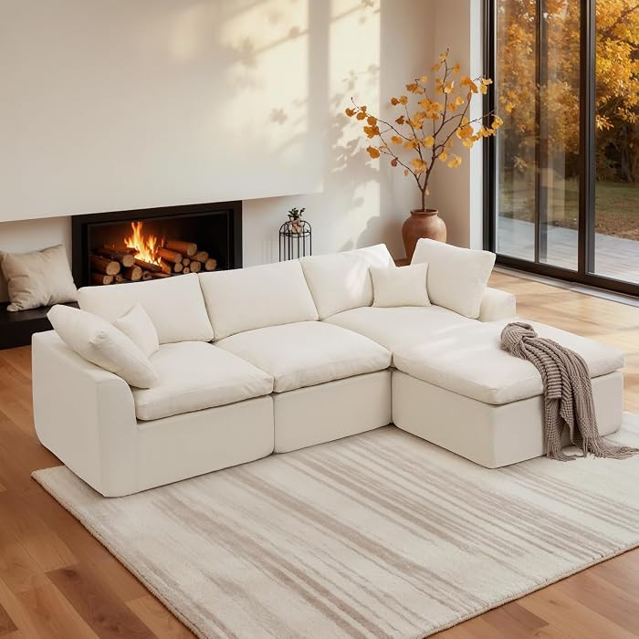 Korser 110" Cloud Sectional Couches for Living Room, Modern Modular Sectional Sofa with Ottoman, ... | Amazon (US)