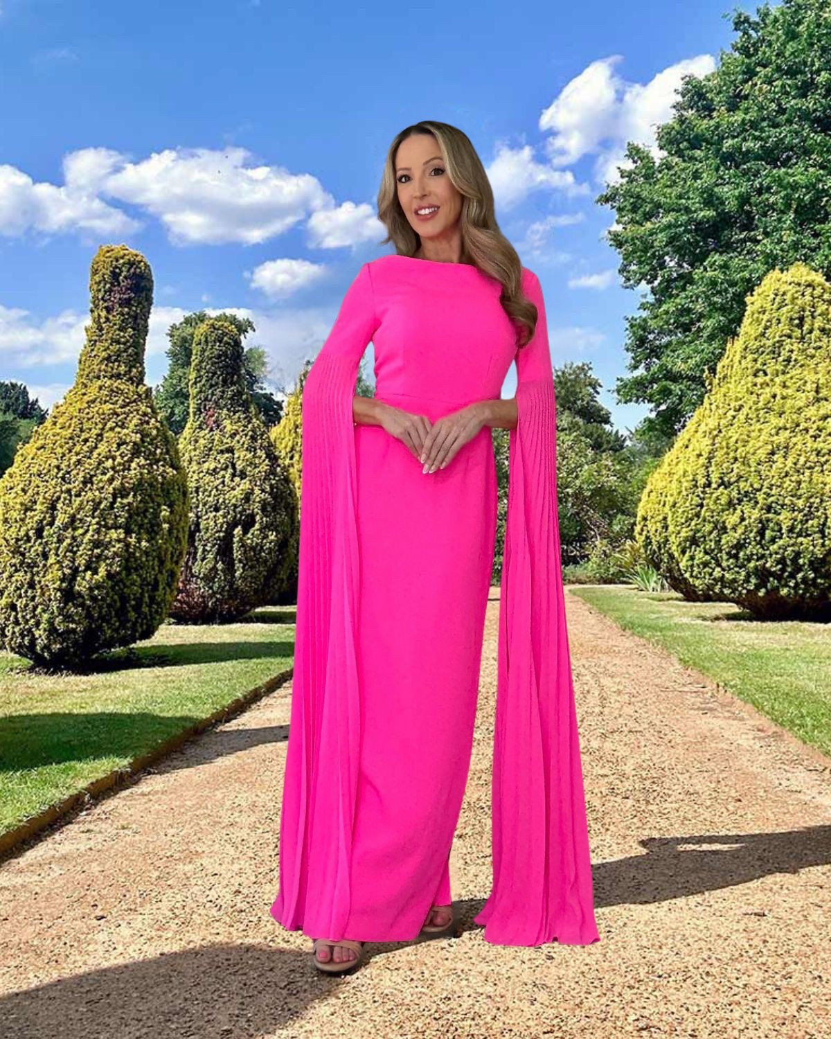 Solace London Fuchsia Flowy Dress The Vera Maxi Dress In Fuchsia