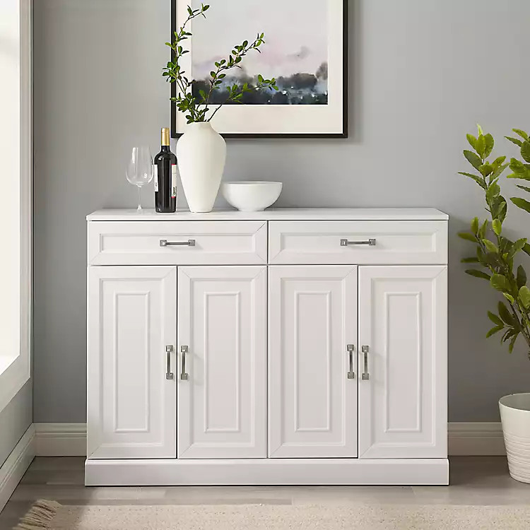White Wood Panel 4-Door Cabinet | Kirklands Home | Kirklands