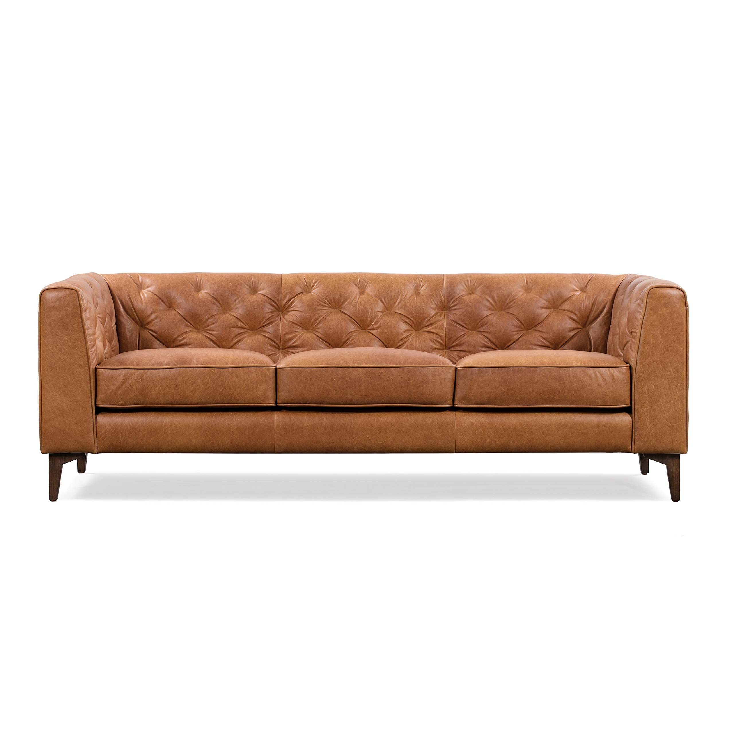 POLY & BARK Essex 89" Sofa in Full-Grain Pure-Aniline Italian Tanned Leather in Cognac Tan | Amazon (US)