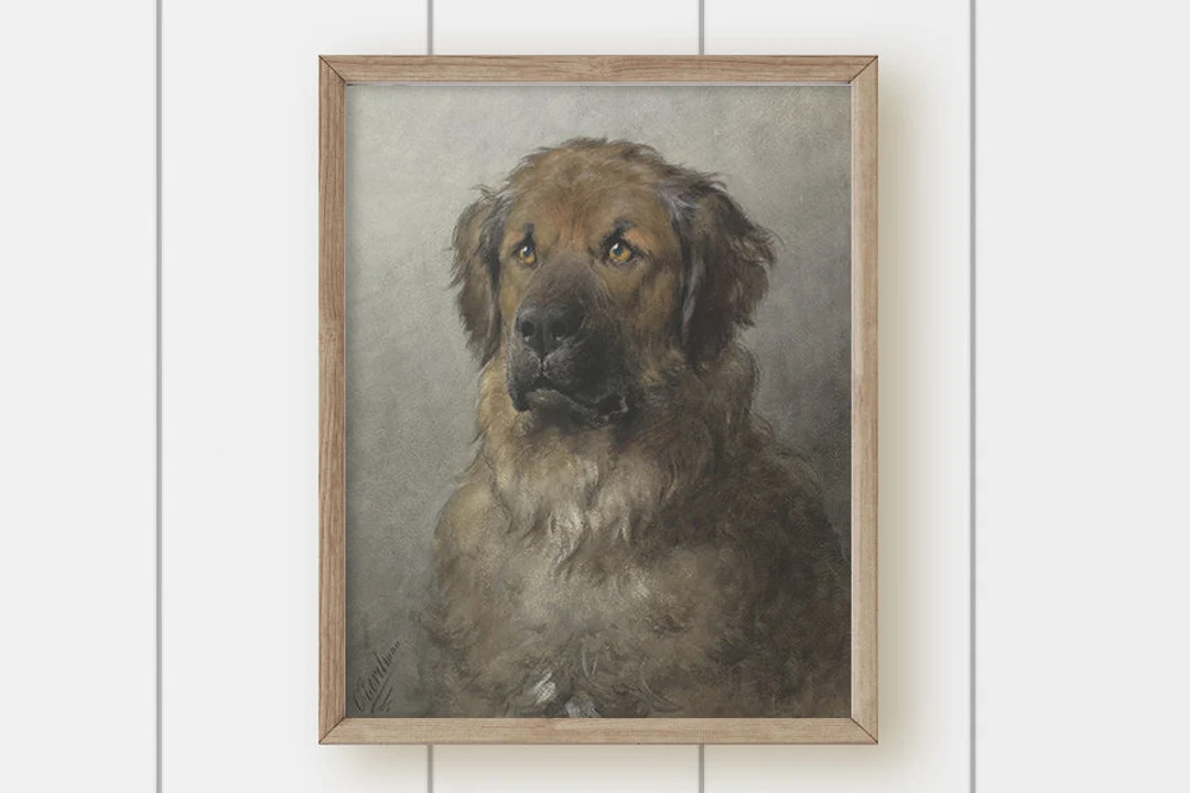 Vintage Neutral Dog Art - Sitting Dog | Etsy (US)