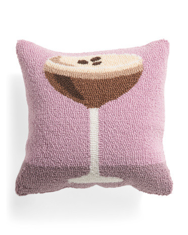 14x14 Espreesso Martini Hooked Pillow | TJ Maxx
