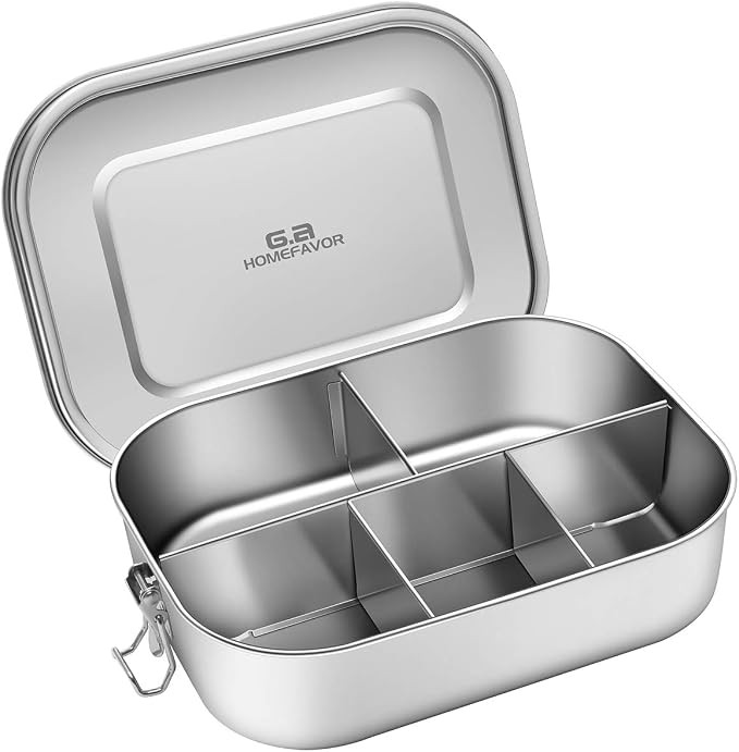 G.a HOMEFAVOR Leak Proof Stainless Steel Bento Box, Metal Lunch Container with 3-Compartment, 120... | Amazon (US)