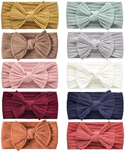 Niceye Handmade Baby Headbands Stretchy Nylon Headband with Bows for Infant Baby Toddler Girls- P... | Amazon (US)
