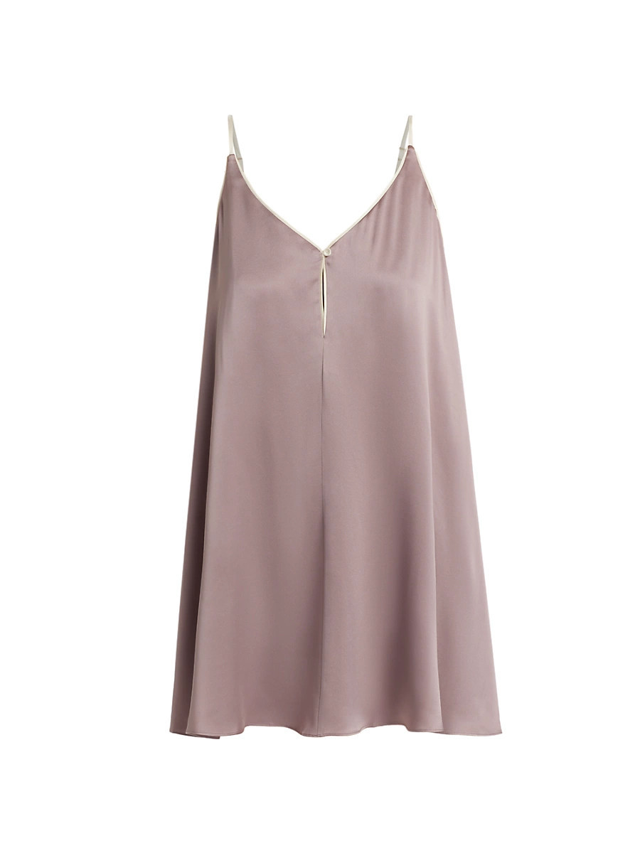 Women's Satin Silk V-Neck Nightie - Frosted Crocus Swan White - Size XS | Saks Fifth Avenue