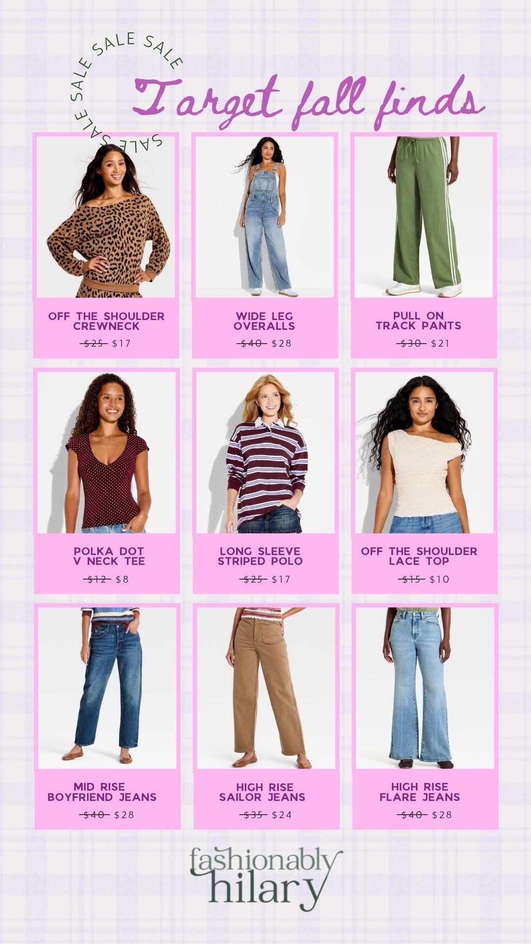 @Target has some of the cutest dang fall looks, and they just lowered the prices on a bunch of new items. These are my favs that are on sale right now. From everyday jeans, to the cutest long sleeve polo, a leopard off the shoulder crewneck, pull on linen track pants and wide leg overalls; I’m loving these looks & prices! 
Target sale, fall pieces from Target

#LTKSeasonal #LTKMidsize #LTKSaleAlert