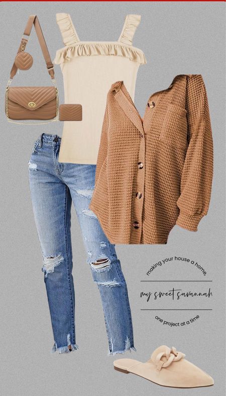 Cozy fall outfit from Amazon! 
90’s woman’s jeans, ruffle tank, free people dupe jacket, trendy purse. 
Mules, shoes

#LTKsalealert #LTKfindsunder50 #LTKxPrime