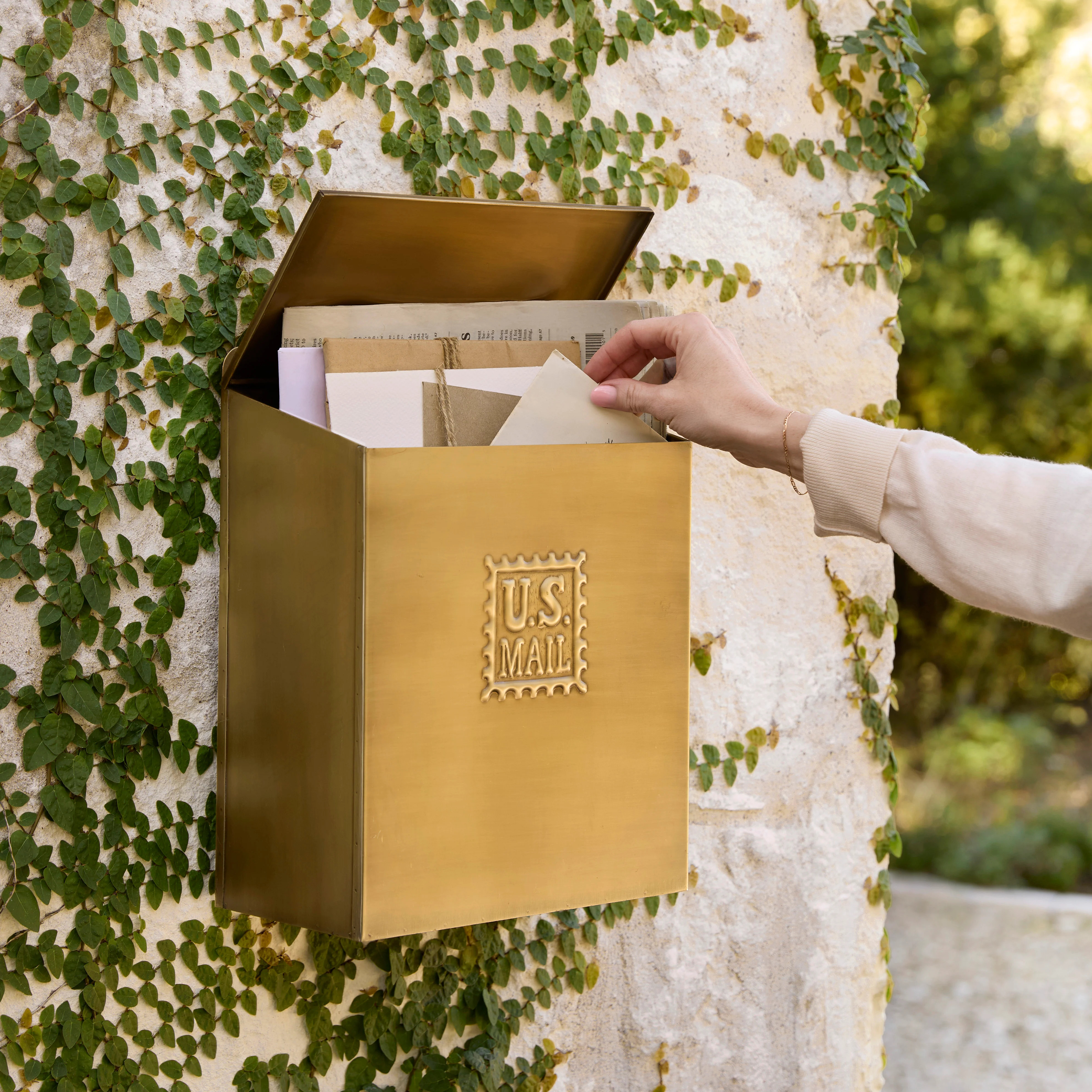 Antique Inspired Brass Mail Box | Magnolia