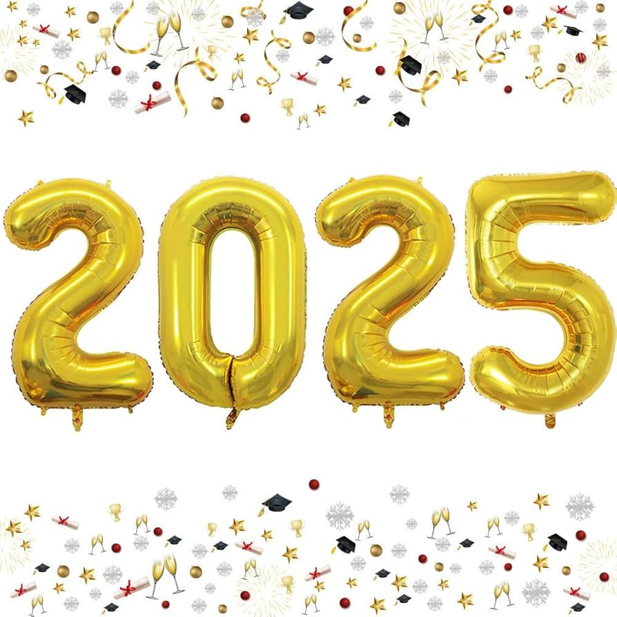 GOER 42 Inch 2025 Gold Foil Number Balloons for 2025 New Year Eve Festival Party Supplies Graduat... | Amazon (US)