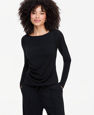 Women's Long Sleeve Rib-Knit Boat Neck Top | Macy's