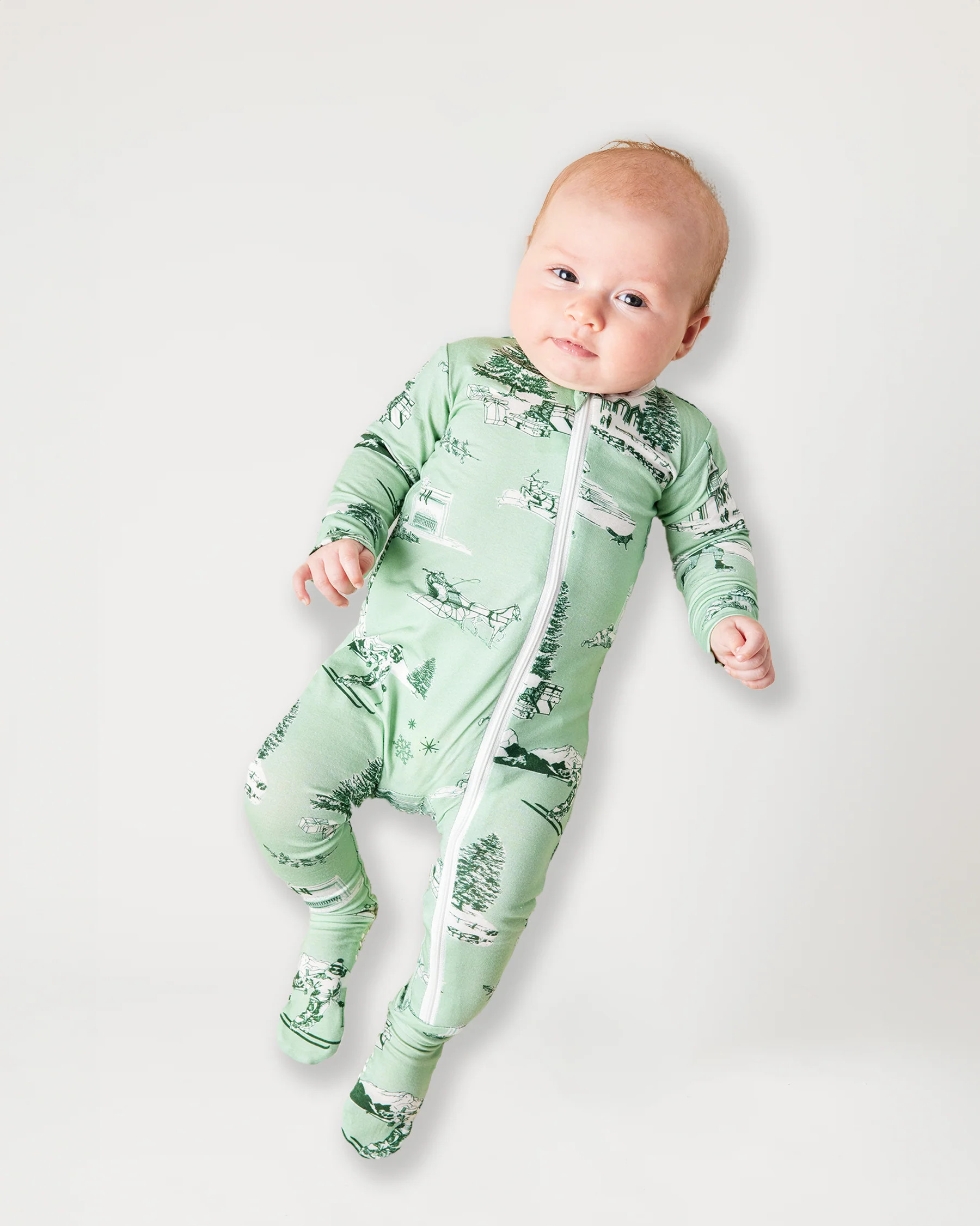 Holiday Toile Zipper Footie Pajamas | Katie Kime Inc