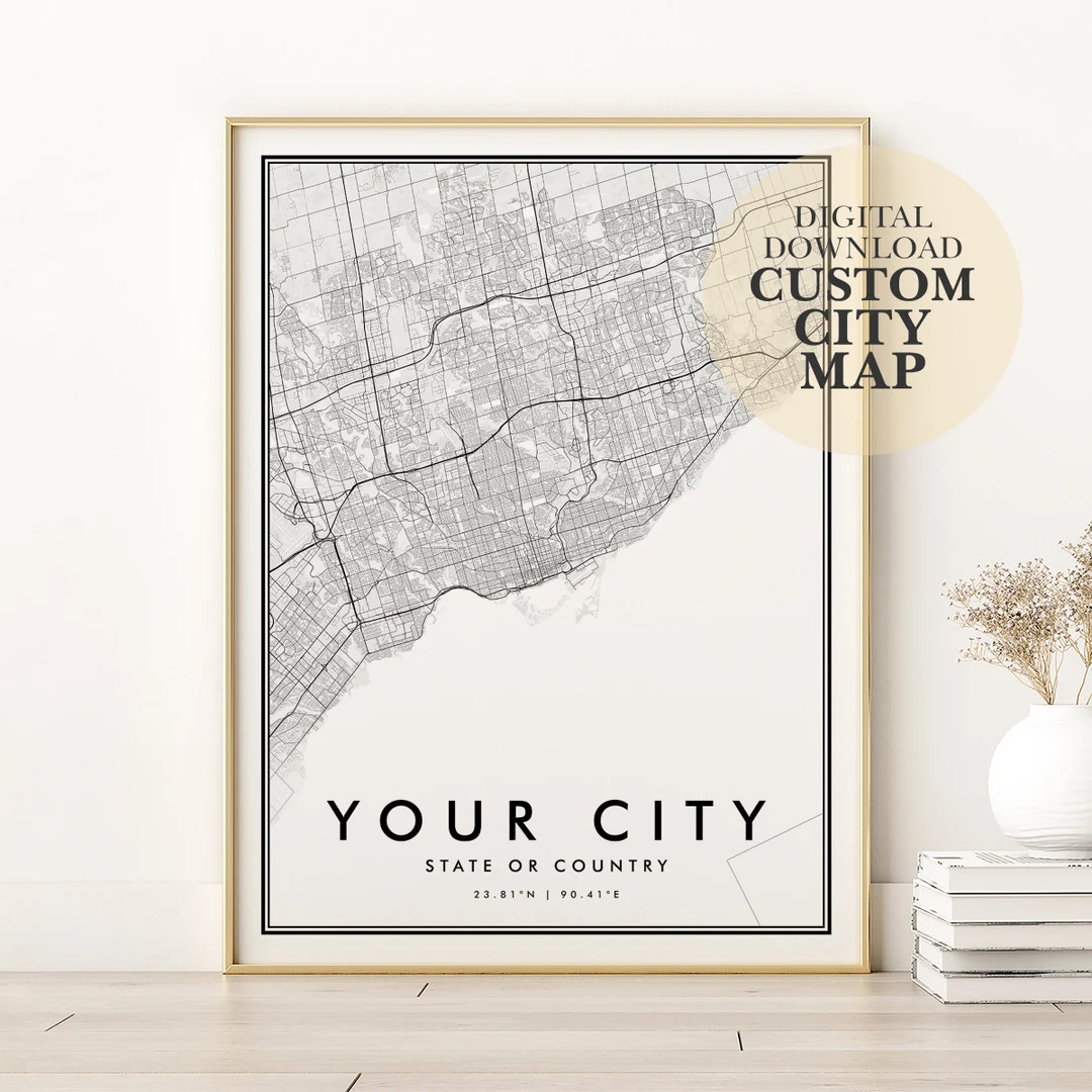 Custom Map Print, Digital Download Custom City Map, Valentines Day Gift, City Print, Custom Homet... | Etsy (US)
