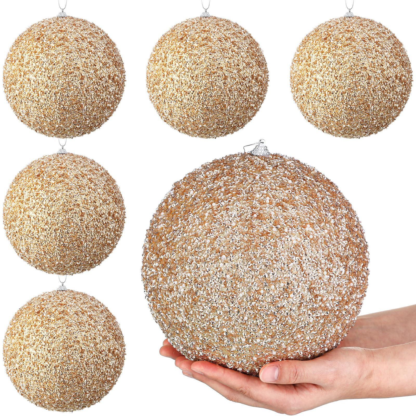 Wettarn 6 Pcs 8'' Extra Large Christmas Tree Ball Ornaments Oversized Huge Big Shatterproof Plast... | Amazon (US)