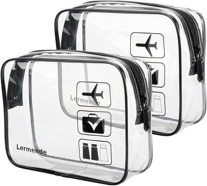 Lermende 2pcs Clear Toiletry Bag TSA Approved Travel Bag,Carry On for Travel,Airport Airline Acce... | Amazon (US)