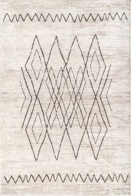Beige Teagan Washable Zig Zag Area Rug | Rugs USA