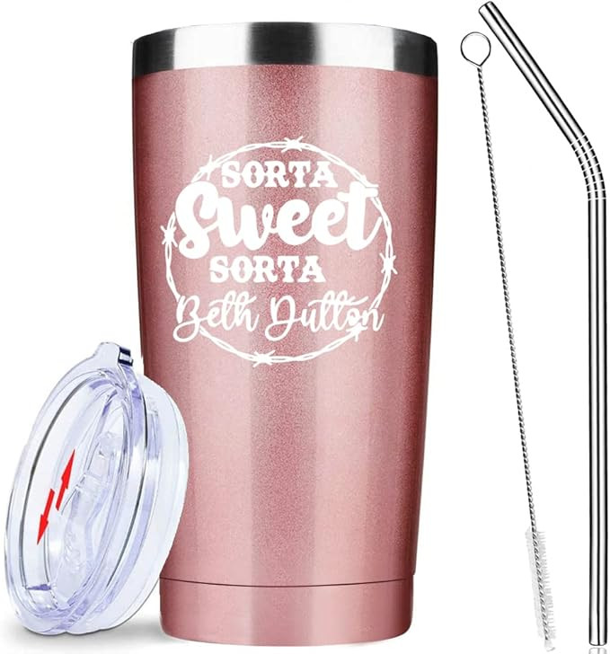 Sorta Sweet Sorta Beth Dutton Tumblers Cup with Lid & Straw TV Show Merchandise - Vintage Graphic... | Amazon (US)