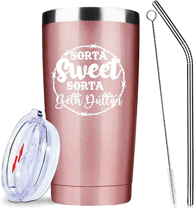 Sorta Sweet Sorta Beth Dutton Tumblers Cup with Lid & Straw TV Show Merchandise - Vintage Graphic... | Amazon (US)