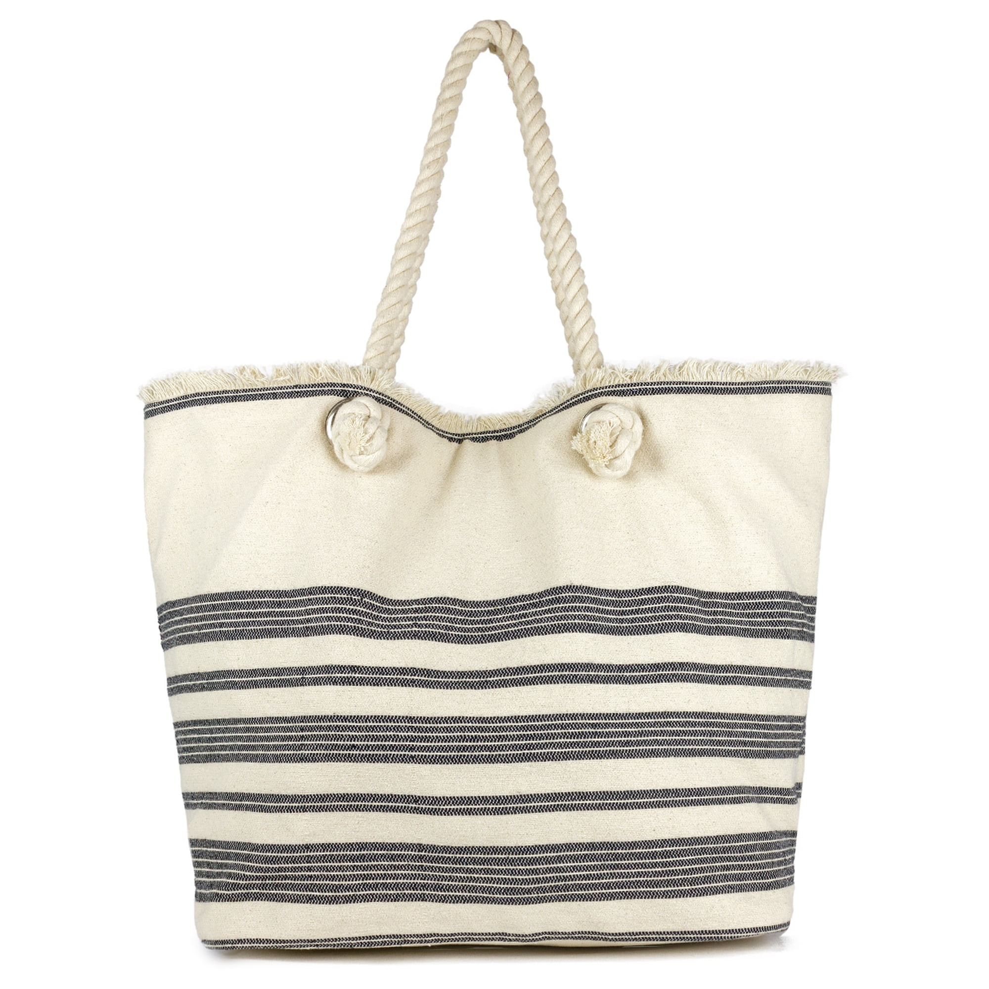 Magid Women's Spring Oversized Cotton Tote with Rope Handles Black | Walmart (US)