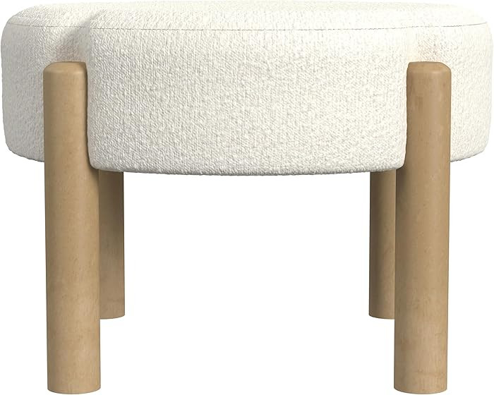 HomePop Luna Modern Round Ottoman|Homepop Home Décor|Ottoman for Living Room & Bedroom - Cream B... | Amazon (US)