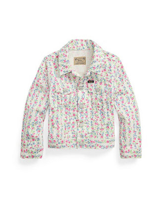 Toddler and Little Girls Floral Canvas Trucker Jacket | Macy's