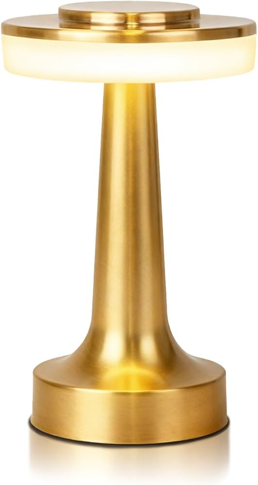 Cordless Metal Desk Lamp, Touch Sensor Control LED Table Lamp,3 Color Stepless Dimmable Battery P... | Amazon (US)