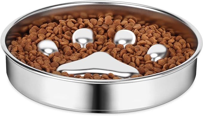 AIPERRO Slow Feeder Dog Bowls 304 Stainless Steel, 2 Cups Metal Food Bowls, Water Bowl for Small ... | Amazon (US)