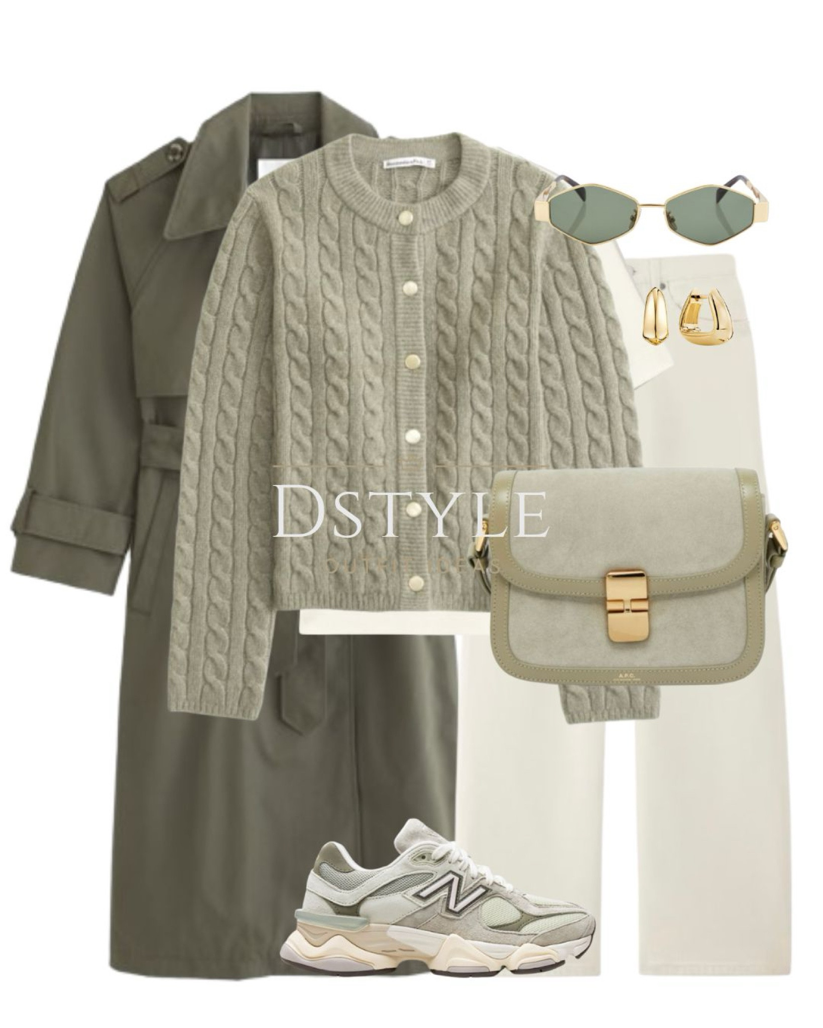 Khaki green trench coat, olive cable knit cardigan, green taupe bag, olive New Balance 9060 sneakers/ trainers

#LTKStyleTip #LTKItBag #LTKShoeCrush