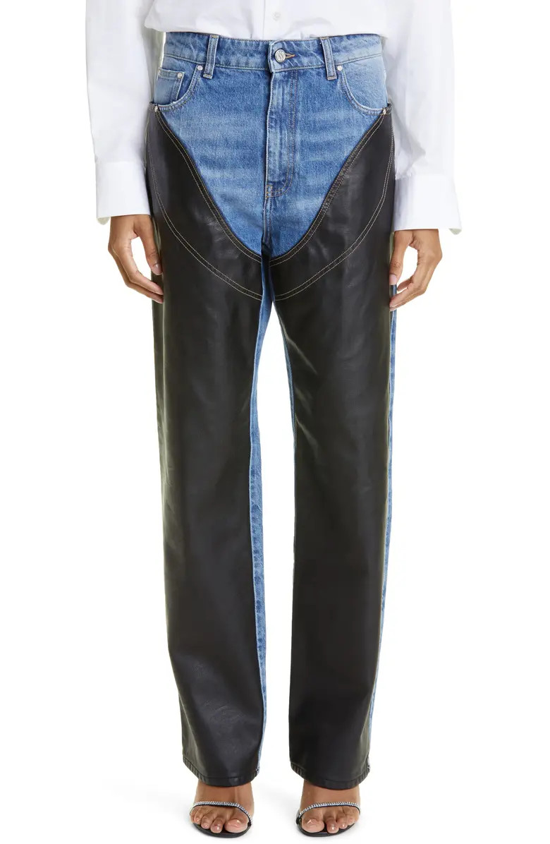 Faux Leather Chap Nonstretch Jeans | Nordstrom