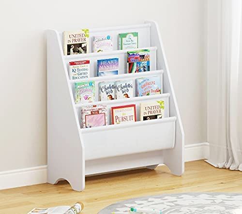 UTEX Kids Sling Bookshelf, Magazine Rack - Book Rack for Kids,Book Organizer (White) | Amazon (US)