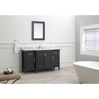 Home Decorators Collection Sassy 60 in. W x 22 in. D Vanity in Dark Charcoal with Marble Vanity T... | The Home Depot