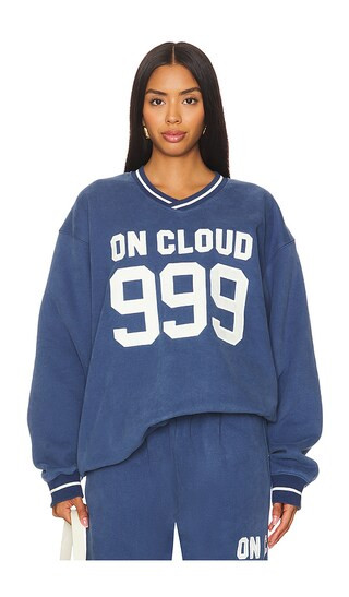 The Mayfair Group On Cloud Nine V Neck Sweatshirt in Blue. - size M/L | Revolve Clothing (Global)
