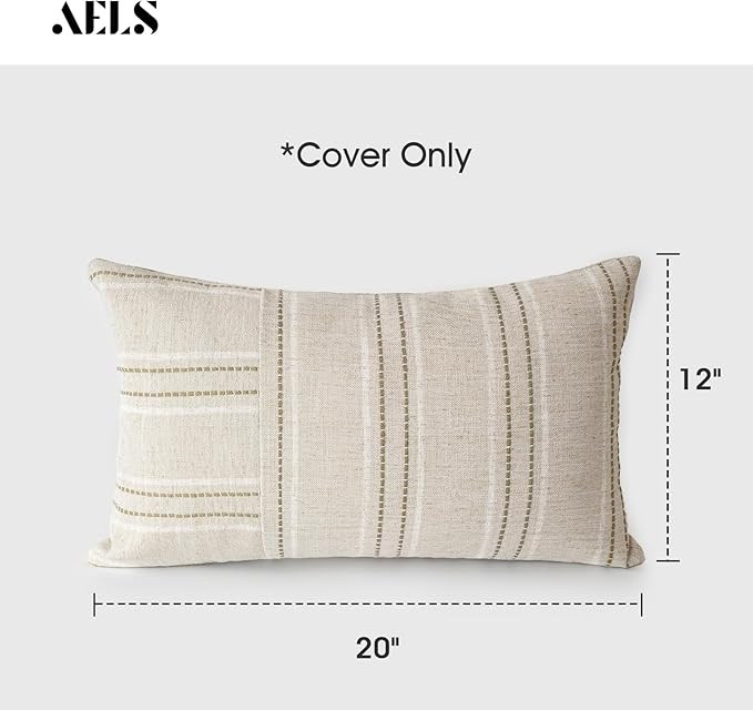 AELS 18x18 Decorative Farmhouse Linen Throw Pillow Covers, Boho Textured Pillow Case, Set of 2, B... | Amazon (US)