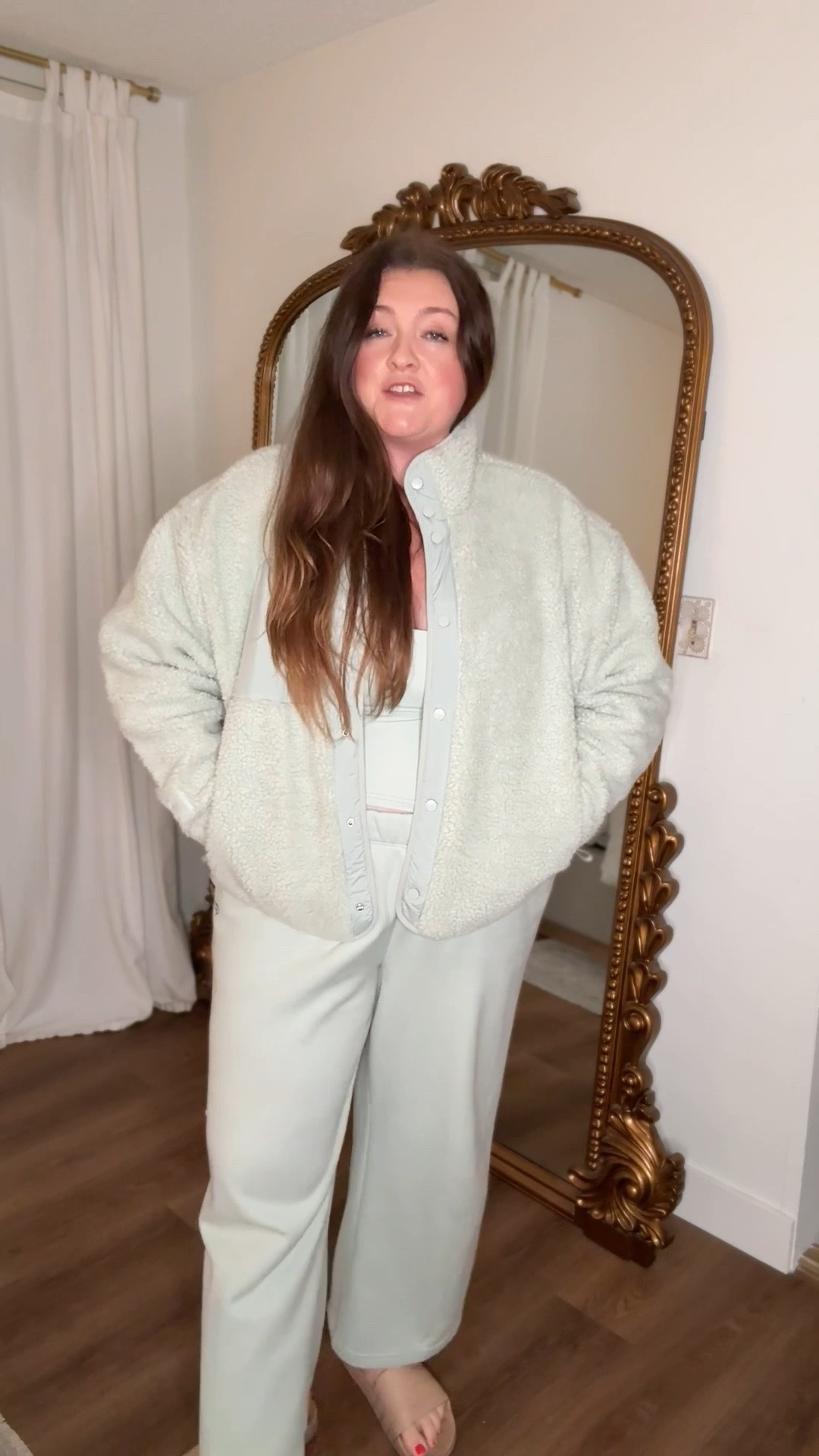 Cozy fleece jacket with matching set. 

#LTKOver40 #LTKfitnessgoals #LTKPlusSize